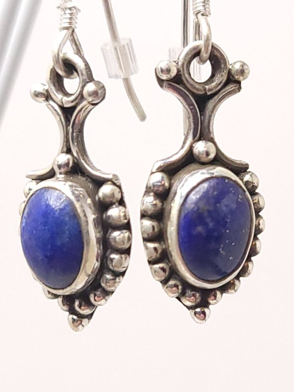 Silver Earrings for Pierced Ears with Lapis Lazuli